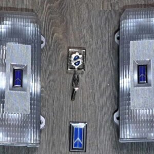 1986 to 1988 Cutlass Clear Tail Light Set with Custom Blue Emblems & Ornaments