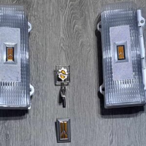 1986 to 1988 Cutlass Clear Tail Light Set with Gold Custom Emblems & Ornaments